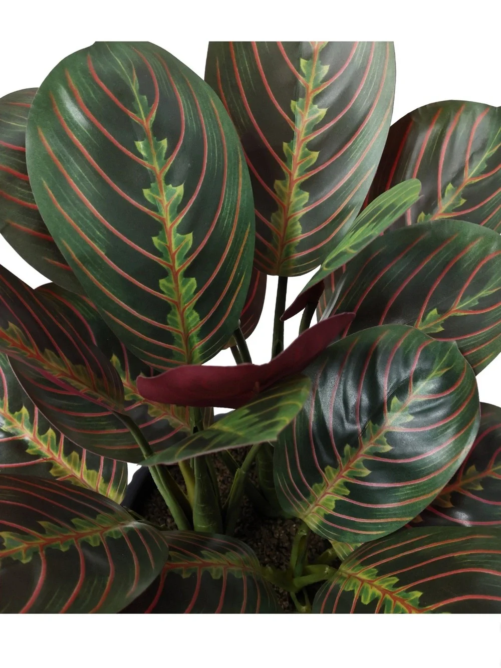 Set of 3 Dark Teal Ribbed Ceramic Planters with Faux Green & Red Plants by CGH